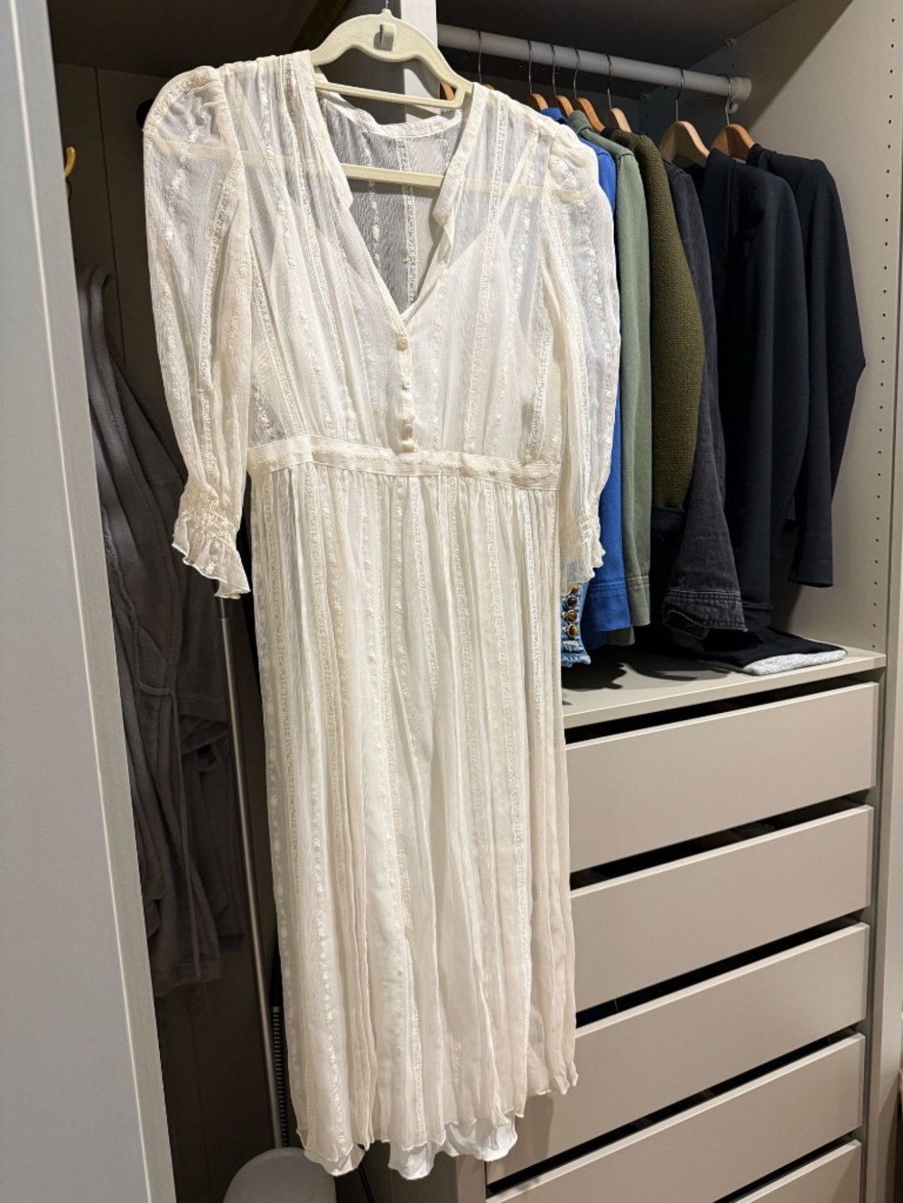 Vintage 2006 Ivory Neiman Marcus Embroidered Bridal Midi Dress With Slip